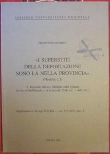 I superstiti della deportazione sono là nella Provincia (Neemia 1,3). Francesco Bianchi